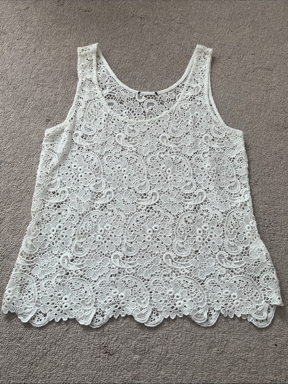 Women's White Lace Crochet Tank Top
